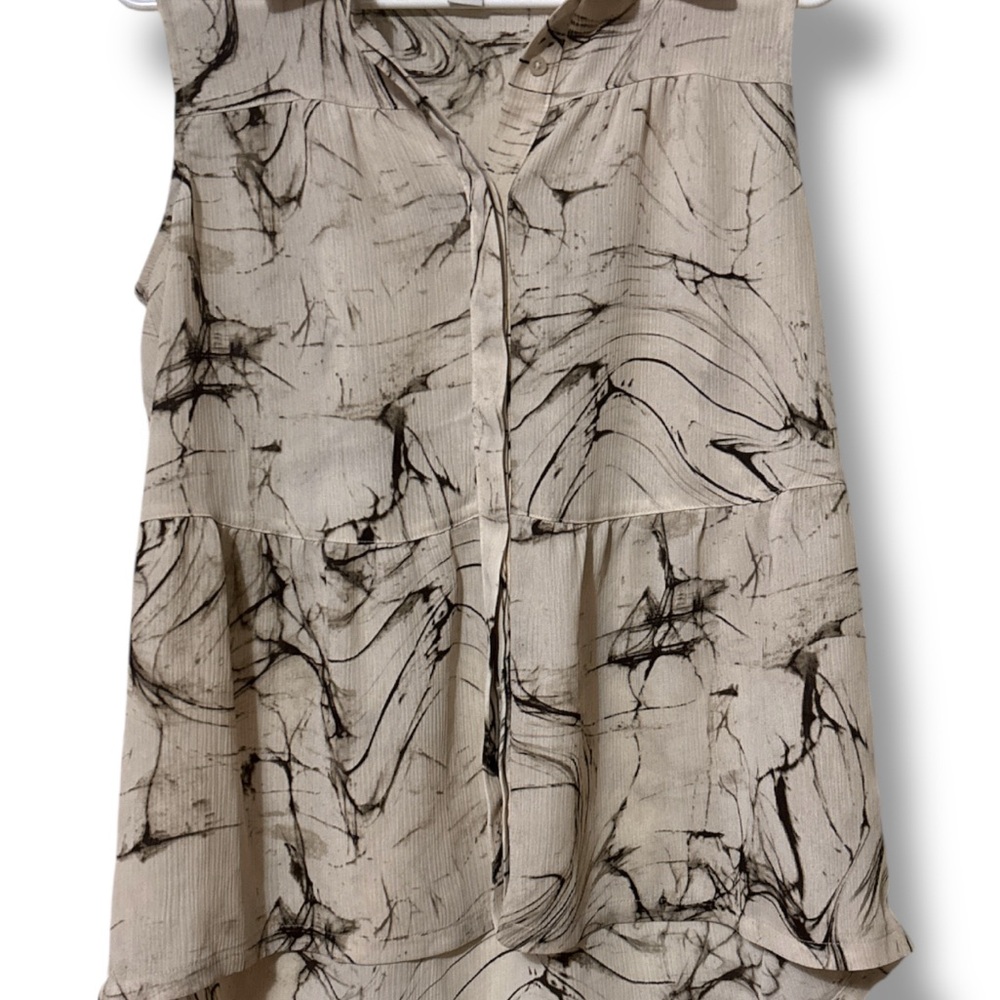 Madison Tan Sleeveless Graphic Blouse